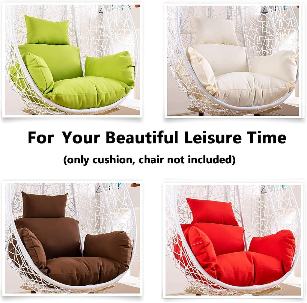 Foldable Egg Chair Cushion Replacement Hanging Hammock Chair Pads Outdoor Swing Hanging Basket Seat Pads Rocking Chair Seat Cushion with Adjustable Pillow and Armrest