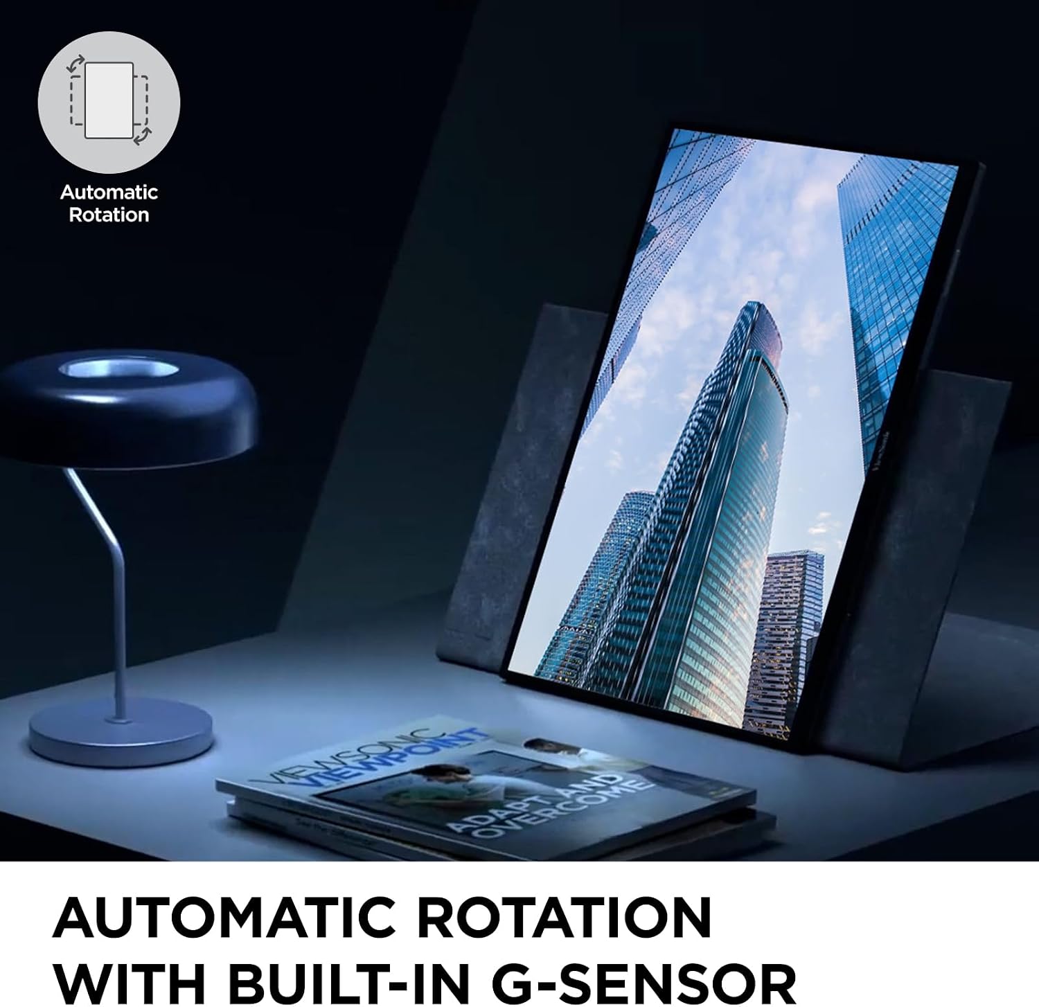 ViewSonic VG1656-2K 16 Inch 1600p Portable Monitor, WQXGA IPS for Improved Workflows and Second Screen Productivity, Built-in Stand, 65W USB-C, mini HDMI, and Smart Cover Inputs