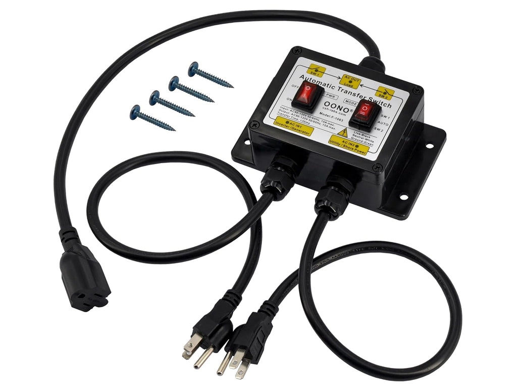 Manual and Automatic Transfer Switch, AC120V 15A ATS Auto Transfer Switch (NEMA 5-15P + 5-15R)