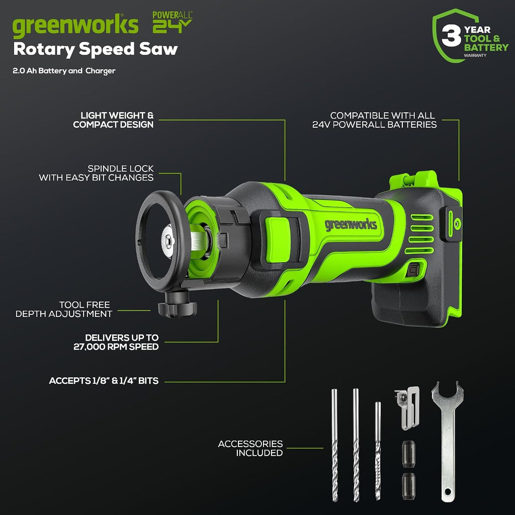 Greenworks 48V (24V x 2) Lawn Mower Combo - 20' Push Mower, 12' String Trimmer, 320 CFM Leaf Blower + 24V Cordless Speed Saw - Ideal for Yard & Indoor