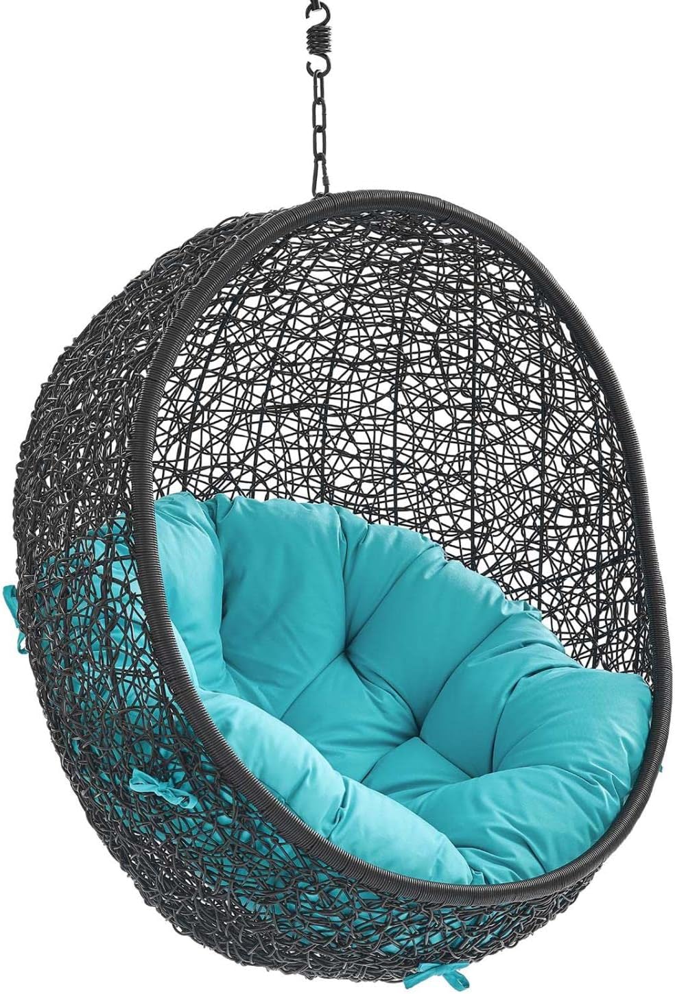 Modway EEI-3636-BLK-TRQ Encase Swing Outdoor Patio Lounge Chair Without Stand, Black Turquoise