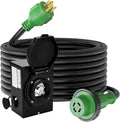 RVGUARD Emergency Power Combo Kit, 100 Foot 30 Amp Generator Cord and Power Inlet Box, NEMA L14-30P to L14-30R Generator Cord with NEMA L14-30P Pre-Drilled Generator Inlet Box, ETL Listed