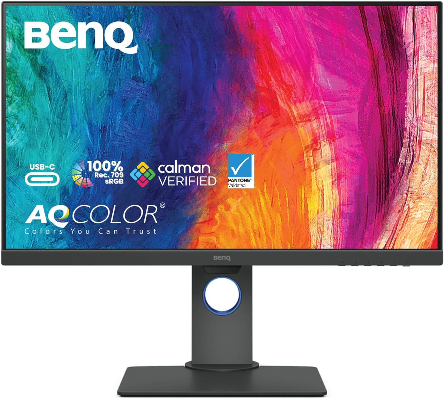 BenQ PD2705Q AQCOLOR 27' QHD 1440P Mac-Ready Monitor, 100% Rec.709 & sRGB, IPS, DeltaE ≤3, Uniformity, Factory-Calibrated, AQCOLOR, Pantone, Ergonomic, DisplayPort, USB-C(65W), USB Hub, Daisy Chain