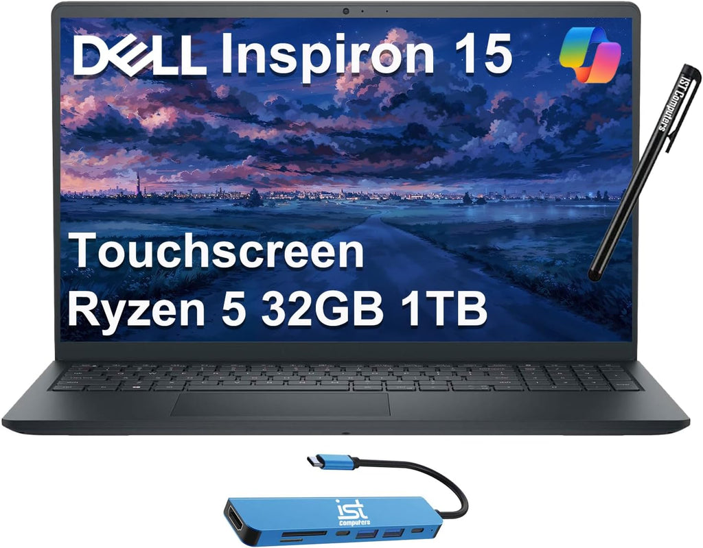 Dell Inspiron 15 3000 3535 Laptop (15.6' FHD Touchscreen, AMD Ryzen 5 7530U, 32GB RAM, 1TB SSD, 6-Core (> i7-1165G7)) for Business, College Students, Enterprises, Webcam, Numeric Keypad, Win 11 Pro