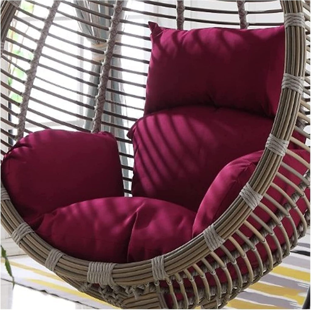 Foldable Egg Chair Cushion Replacement Hanging Hammock Chair Pads Outdoor Swing Hanging Basket Seat Pads Rocking Chair Seat Cushion with Adjustable Pillow and Armrest