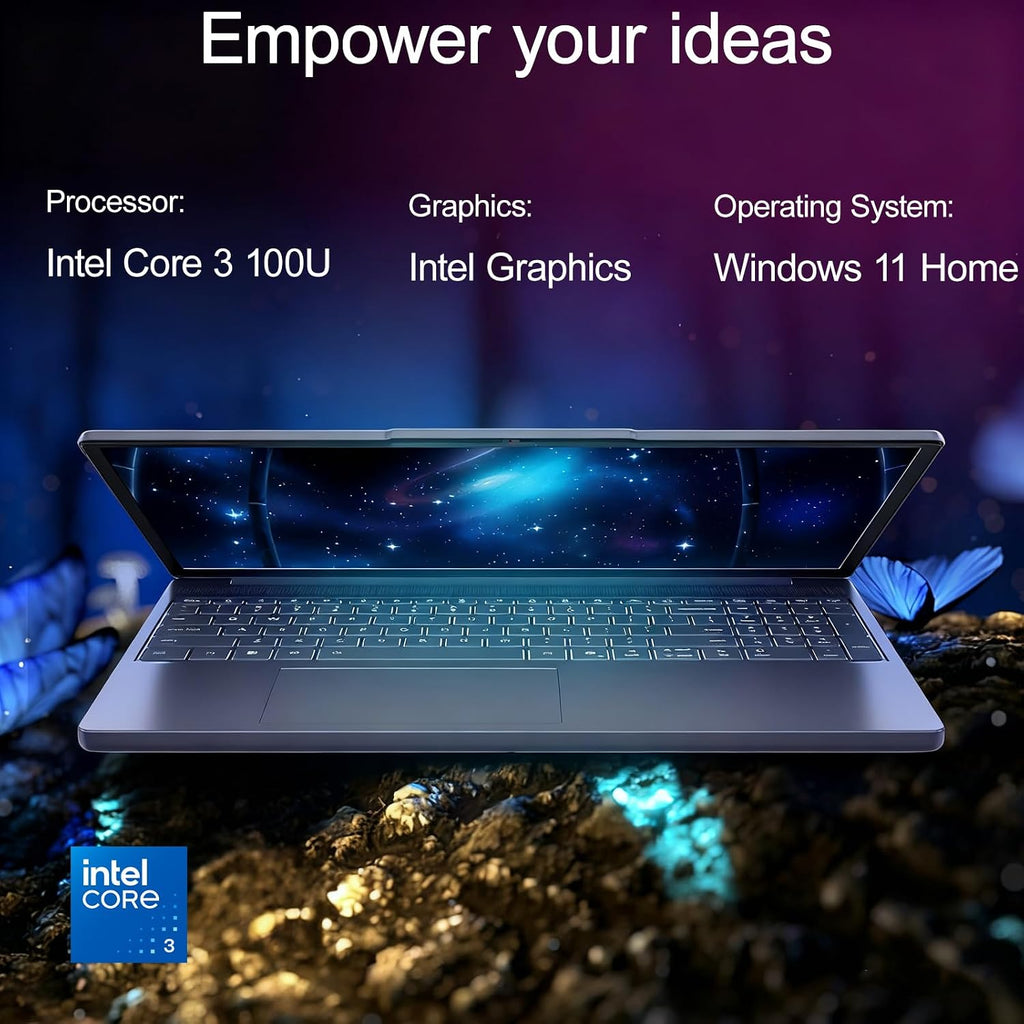 Lenovo IdeaPad Slim 3i Laptop (15.3' FHD+,16GB DDR5 RAM, 512GB SSD, Intel Core 3 100U (> i5-1235U)) for Business, Home, 1080p IR Webcam, Backlit KB, 17-Hr Long Battery Life, Wi-Fi 6, Win 11 Home