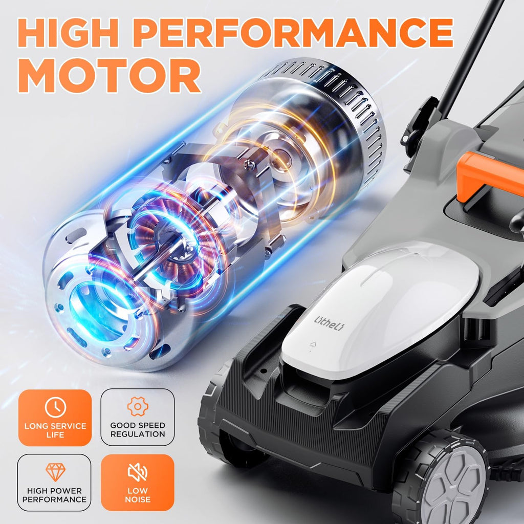 Litheli 40V (2 x 20V) 16' Electric Lawn Mower Cordless, Walk Behind Lawn Mower with 6-Height Adjust, Portable & Lightweight Push Battery Powered Lawn Mower (2 * 4.0AH Batteries Included)