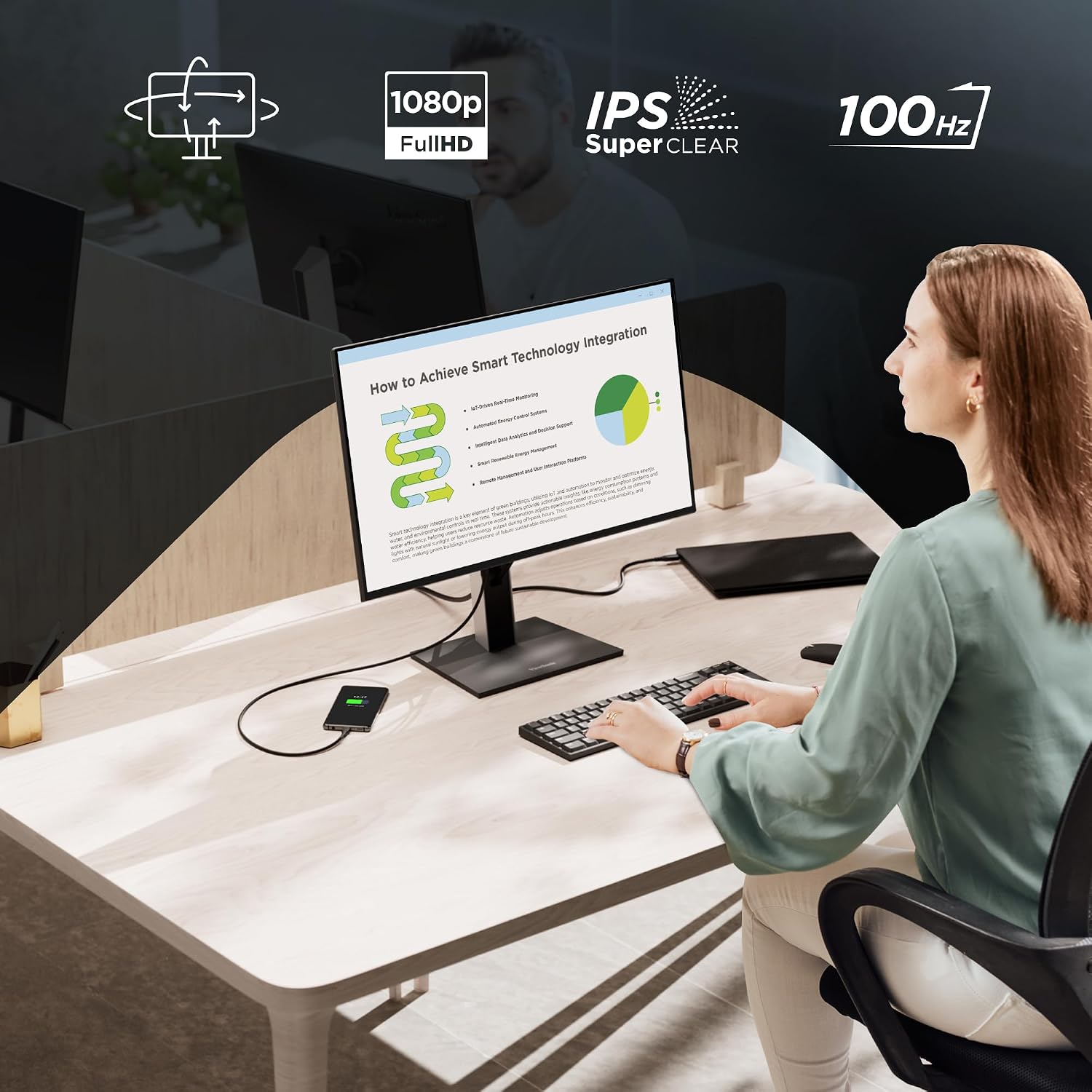 ViewSonic VG2751 27 Inch 1080p Monitor, IPS Display with 100Hz for Smooth Home and Office Productivity, Full Ergonomic Adjustability, 4-Port USB Hub, HDMI, DisplayPort, and USB-C Inputs