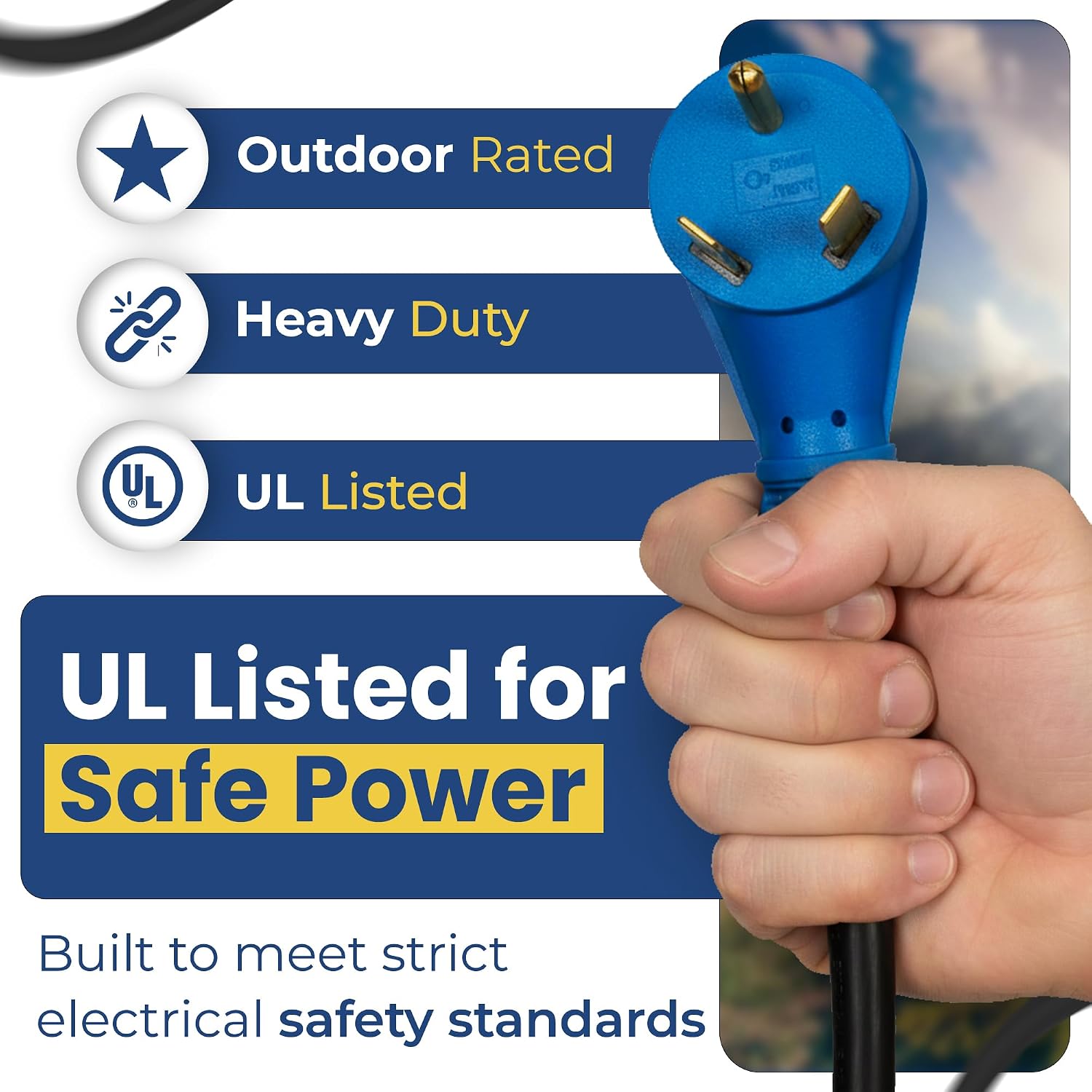 Amp Up 30 Amp Generator Cord, 75ft Heavy Duty NEMA L5-30 30amp Generator Power Cord, 3 Prong Extension Cable w/Twist Lock L5-30 end & Indicator Light, TT-30 Molded Ends, Stow 3C Cable from US Company