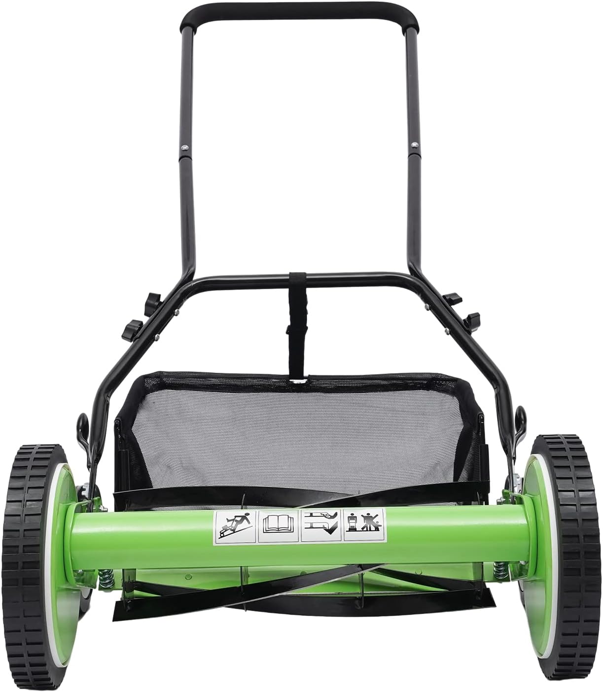 16-Inch 5-Blade Cordless Manual Reel Lawn Mower, Adjustable Cutting Height Manual Reel Mower with Removable Grass Collection Basket, 4 Wheels