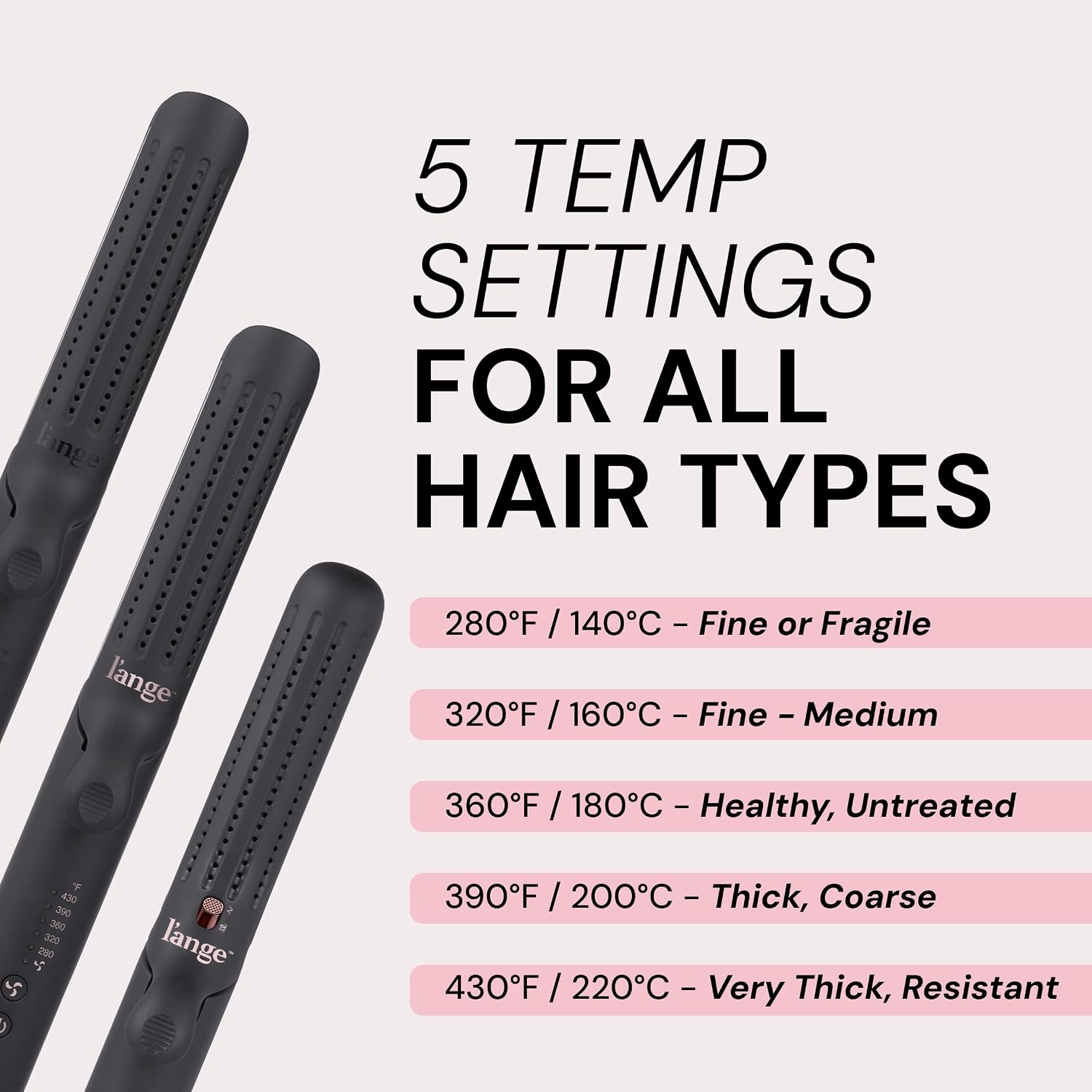 L'ANGE HAIR Le Duo Flex 360° Airflow Titanium Styler | Curling Iron with Adjustable Settings Creates Waves | Air Flow Styler Enhances Volume Locks | Dual Voltage Tool for All Hair Types (Black)