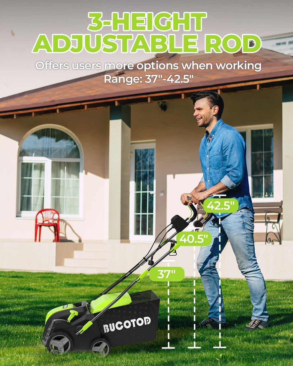 2-in-1 Electric Dethatcher and Scarifier, 13-Inch Raking & Scarifying, Turf Dethatcher & with 4-Position Height Adjustment, 14.5 gal Removable Thatch Bag for Lawn Health