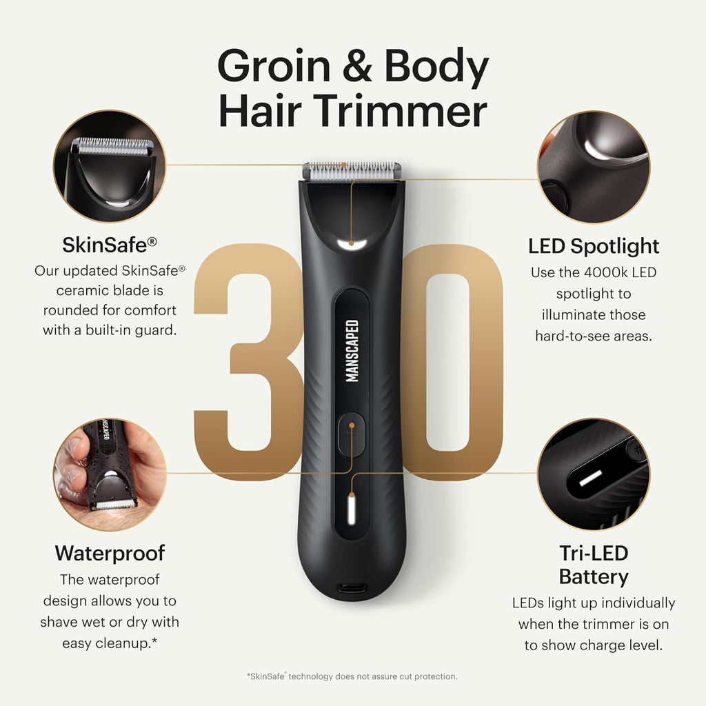 MANSCAPED® The Handyman™ Compact Foil Face Shaver & The Lawn Mower® 3.0 Plus Groin, Body & Ball Hair Trimmer - Men's Portable Travel Facial Hair Groomer, USB-C Rechargeable Razors, Waterproof