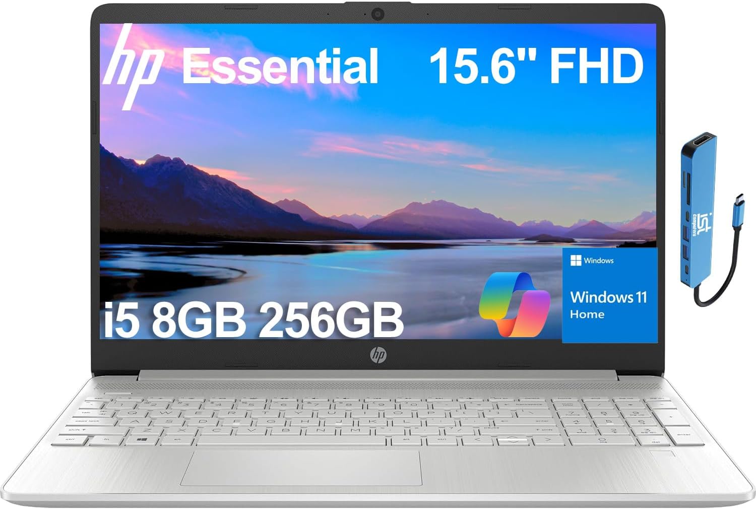 HP 15 inch Laptop, FHD Non-Touch Display, Intel Core i5, 8GB RAM, 256GB PCIe SSD, Intel UHD Graphics, Windows 11 Home, Natural Silver, 15-dy2795wm