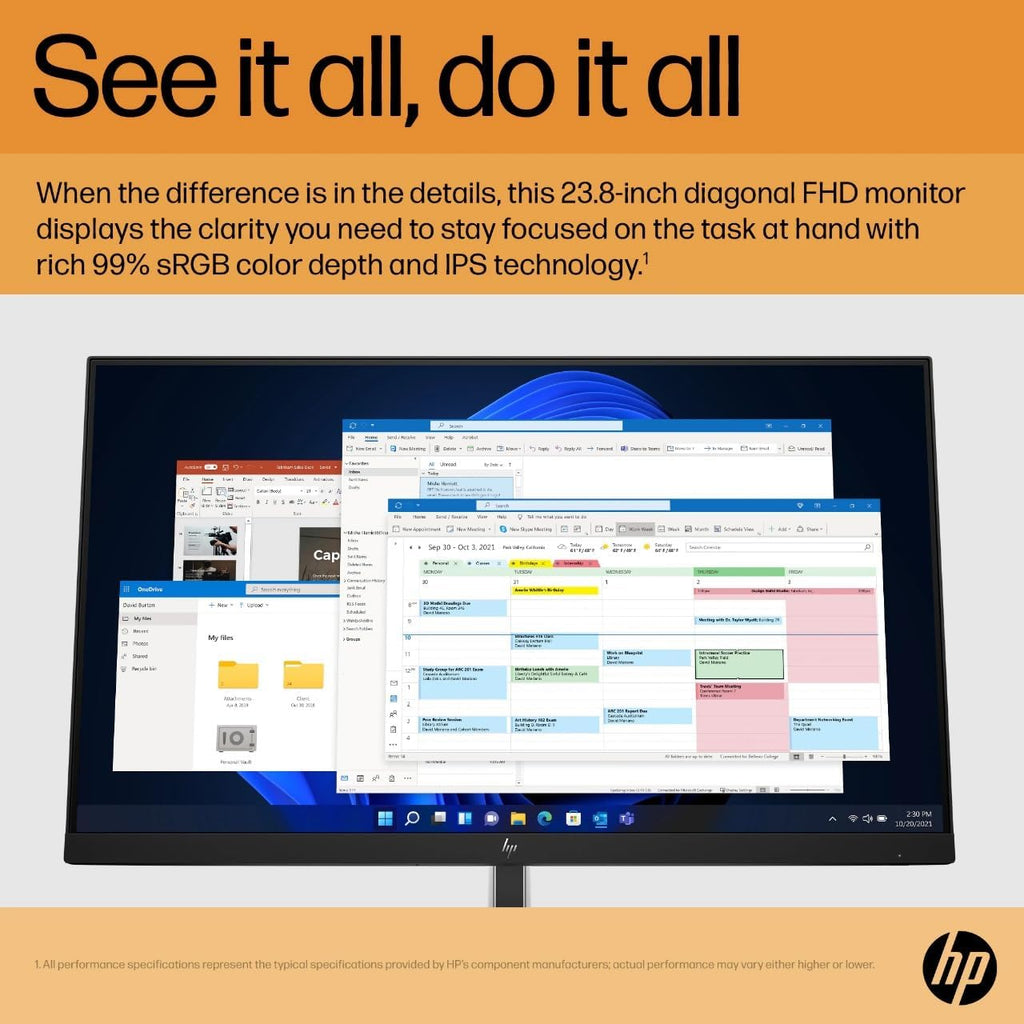 HP E24 G5 24' Class Full HD LCD Monitor - 16:9 - Black - 23.8' Viewable - in-Plane Switching (IPS) Technology - Edge LED Backlight - 1920 x 1080-250 Nit - 5 ms - HDMI - DisplayPort - USB Hub