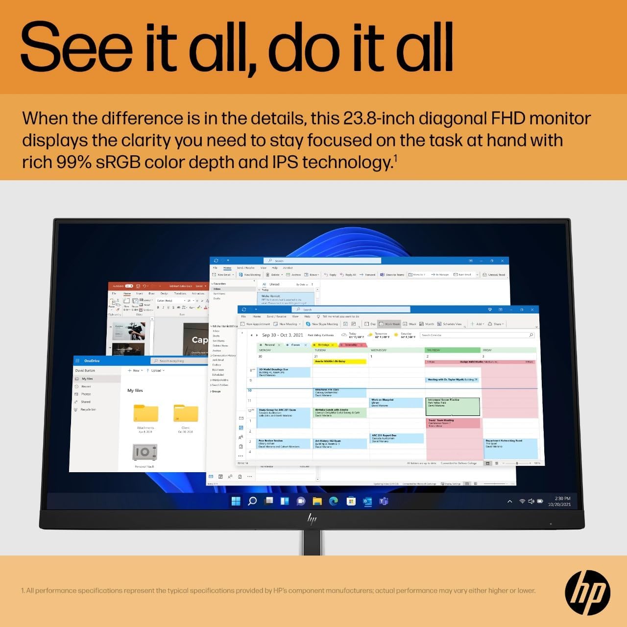 HP E24 G5 24' Class Full HD LCD Monitor - 16:9 - Black - 23.8' Viewable - in-Plane Switching (IPS) Technology - Edge LED Backlight - 1920 x 1080-250 Nit - 5 ms - HDMI - DisplayPort - USB Hub