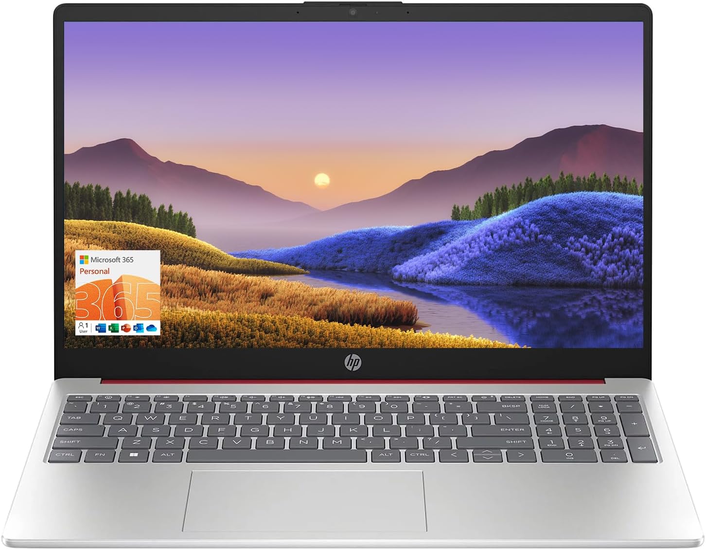 HP 15.6' Portable Laptop, HD Display, Intel Quad-Core N200 Processor, 16GB RAM, 128GB Storage, Wi-Fi 5, Webcam, HDMI, Numeric Keypad, Windows 11 Home, Red (Renewed)