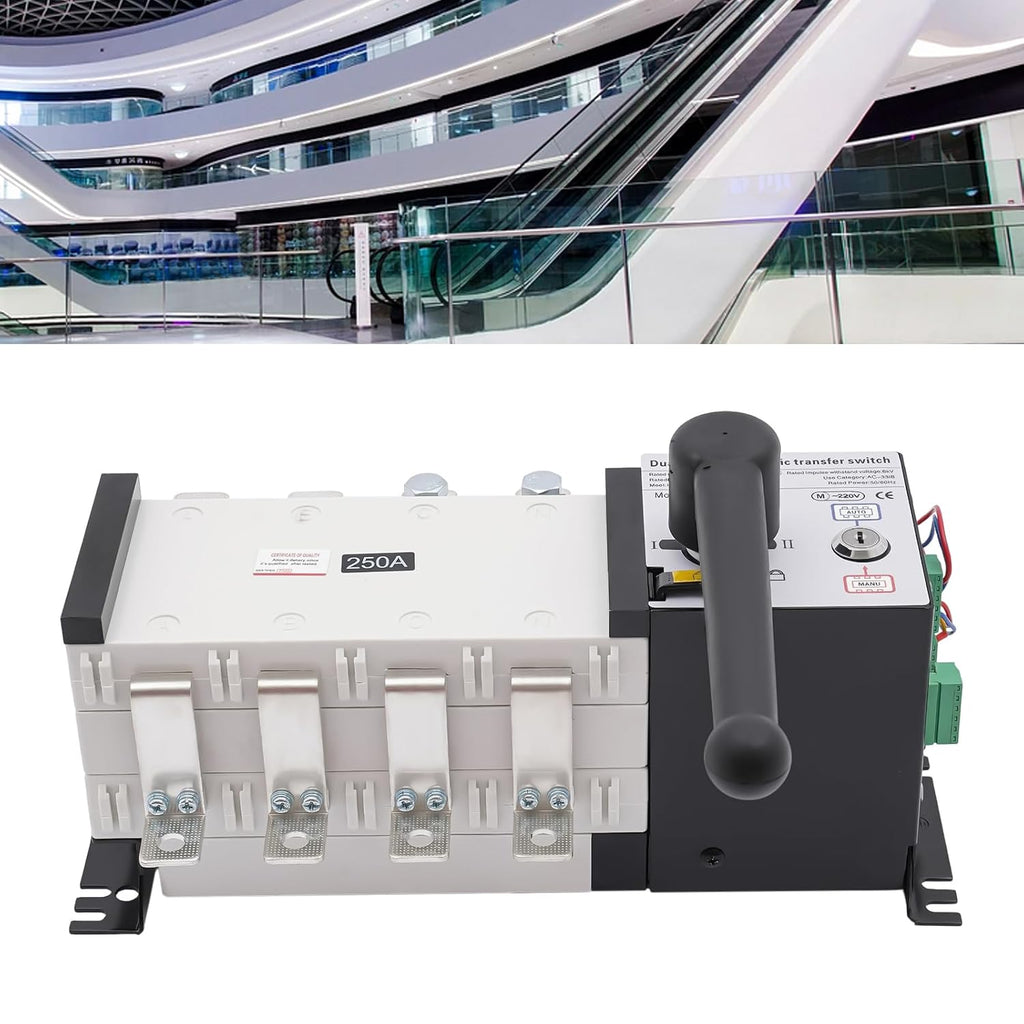 Dual Power Automatic Transfer Switch, 250A 4P Dual Power Generator Changeover Switch 110V Industrial Power Automatic Generator Transfer Switch for Factories, High-Rise Buildings, Shopping Malls