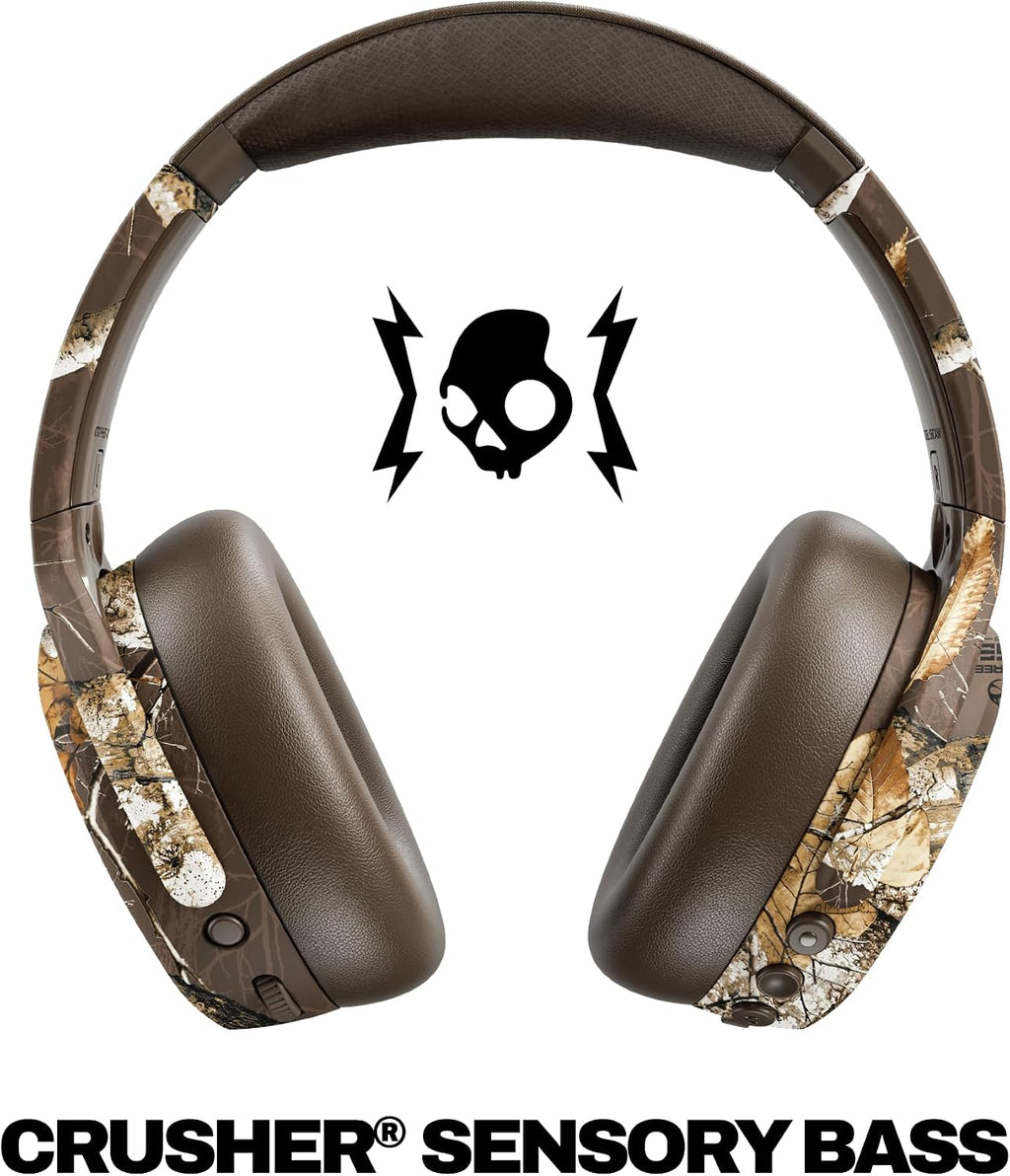 Skullcandy Crusher ANC 2 Wireless Over-Ear Bluetooth Headphones with Multi-Sensory Bass, Active Noise Cancelling, Up to 60 Hours Battery, Microphone for iPhone Android - Realtree Edge Colors Espresso
