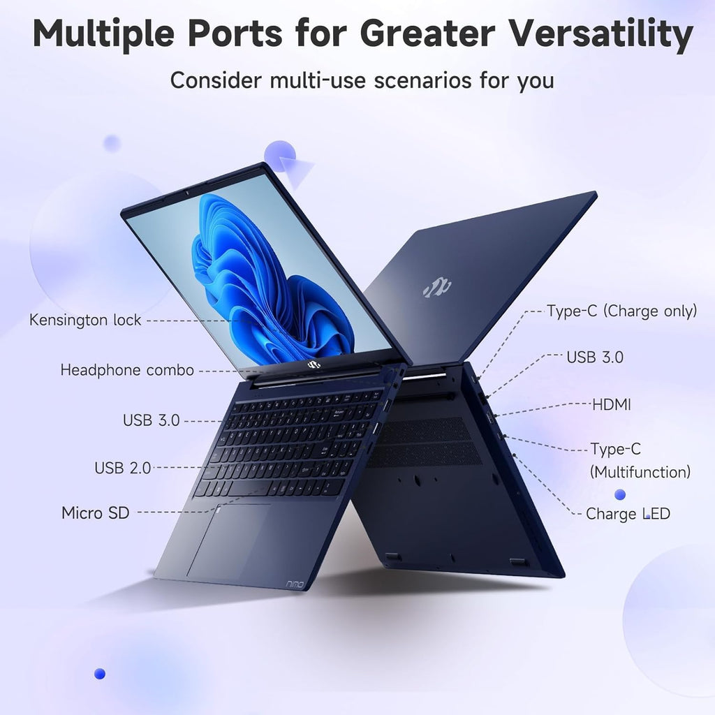 NIMO 15.6' IPS FHD-Student-Laptop, Intel 6 Cores I3-1215U (Up to 4.4GHz, Beats R5 7520U) 8GB RAM 128GB SSDComputer with 65W Type C Backlit Keyboard Fingerprint, for Home and Business