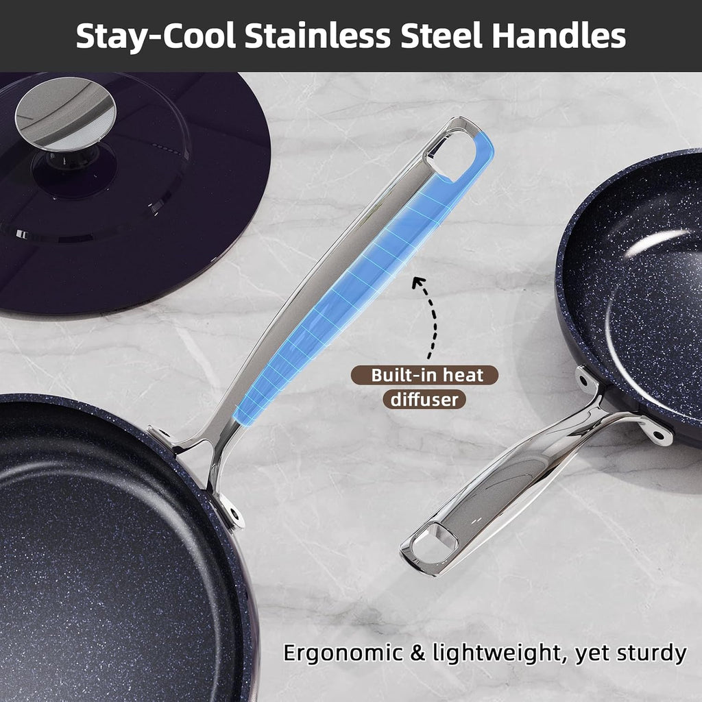 Nuwave Lux 13pc Forged Lightweight Cookware Set PFAS Free, Healthy G10 Duralon Ceramic Coating, Ultra Non-Stick, Stay-Cool Handles, Works on All Cooktops & Induction Ready