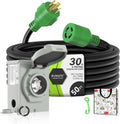 RVMATE 4 Prong 30 Amp Generator Cord (50FT) and Pre-Drilled Power Inlet Box Waterproof Combo Kit, NEMA L14-30P to L14-30R Generator Cord with NEMA L14-30P Generator Inlet, ETL Listed