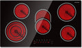 ThermoMate 36 Inch Electric Cooktop 5 Burners, 36' Built in Radiant Electric Stove Top, 8500W Ceramic Cooktop with Touch Control, 9 Heating Level, Chlid Lock & Timer, 220-240V Hard Wire ETL Listed