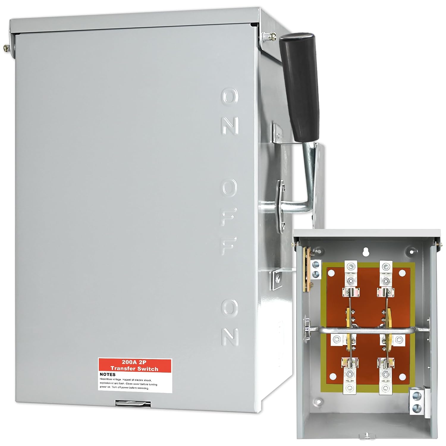 Upgraded 200 Amp 2 Pole Manual Transfer Switch, 120/240-Volt 48,000-Watt Transfer Switch for Home Generator, Meeting NEMA 3R Standards for Outdoor and Indoor, with Integrated Neutral