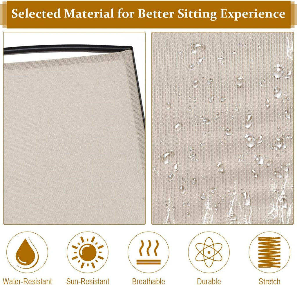 Giantex Patio Bench Glider Chair with Metal Frame, Center Tempered Glass Table, Outside Double Rocking Swing Loveseat for Porch, Garden, Poolside, Balcony, Lawn Rocker Outdoor Glider Bench(Beige)