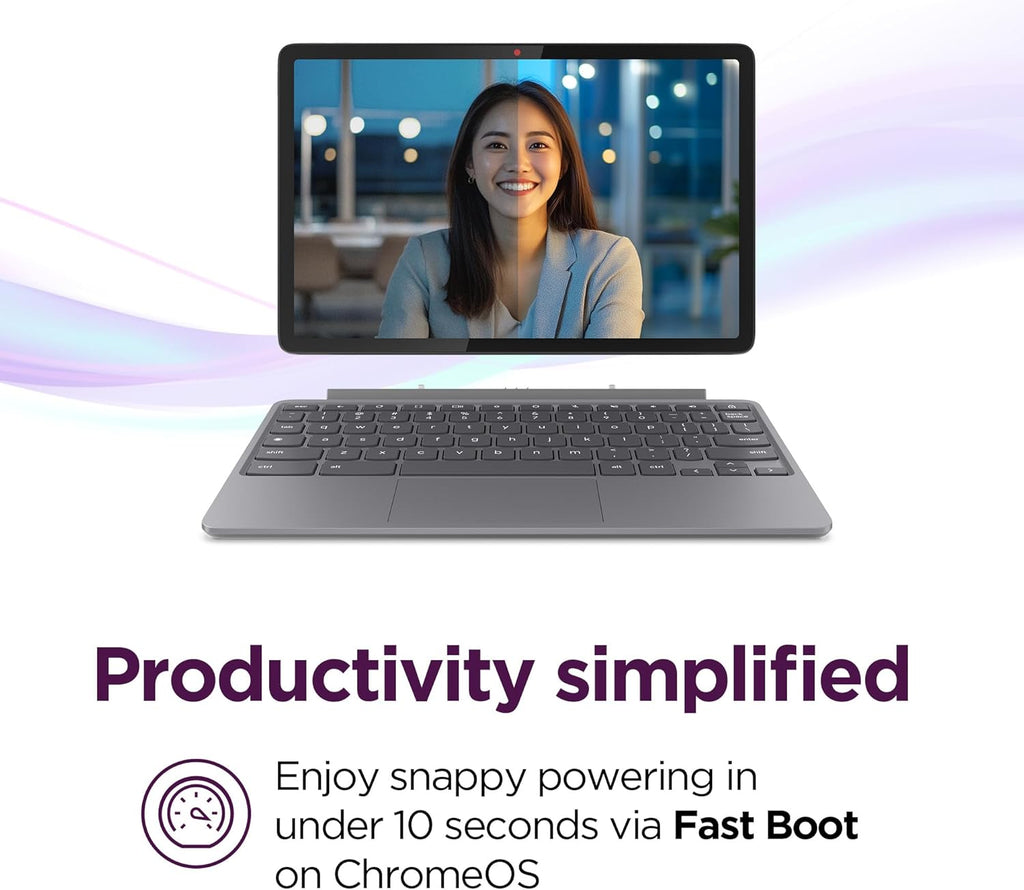 Lenovo Chromebook Duet - 2025 - Convertible Laptop - ChromeOS - 10.95' WUXGA IPS Touch Display - 4GB Memory - 64GB Storage - MediaTek Kompanio 838 - Luna Grey