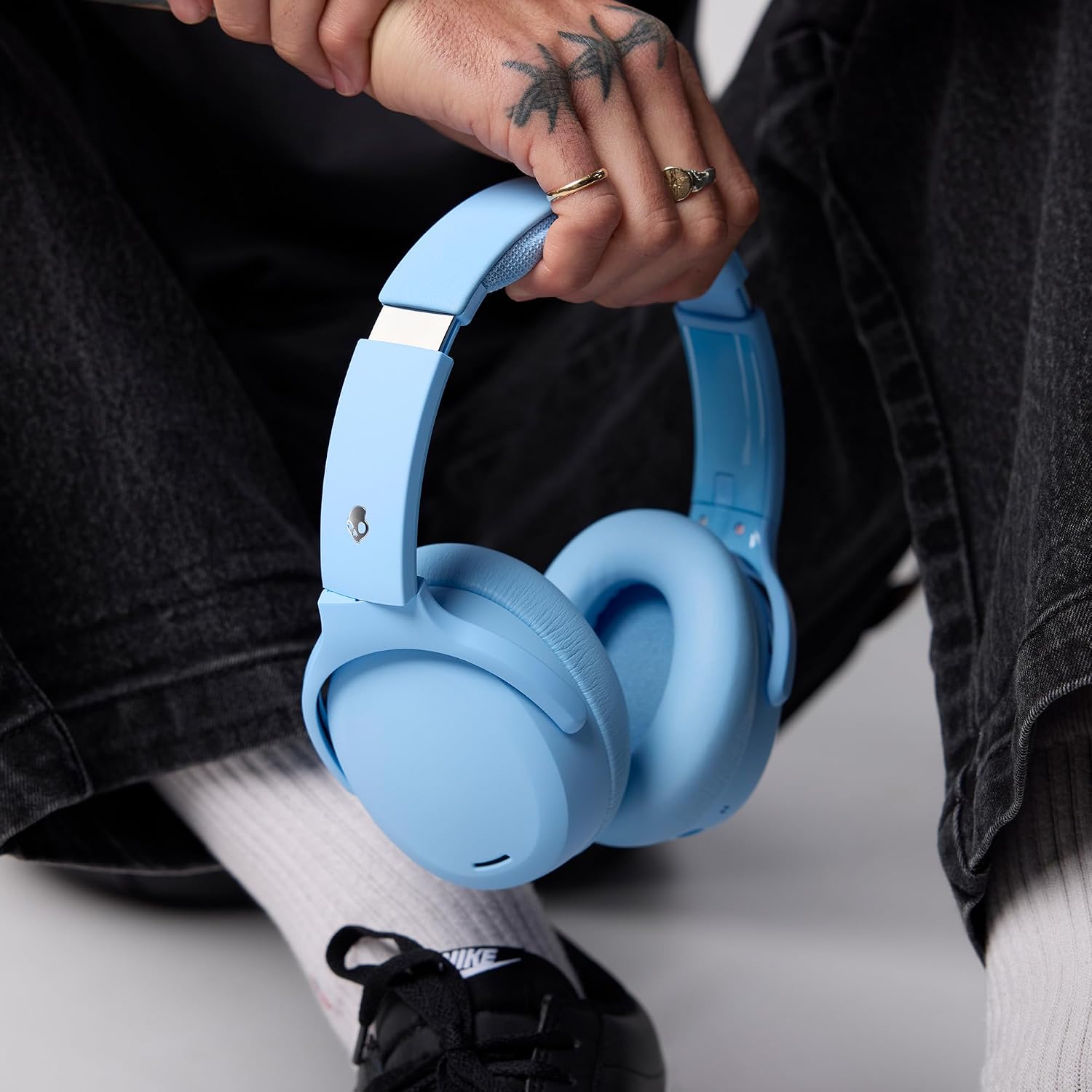 Skullcandy Crusher ANC 2 Wireless Over-Ear Bluetooth Headphones with Multi-Sensory Bass, Active Noise Cancelling, Up to 60 Hours Battery, Microphone for iPhone Android - Preppy Blue
