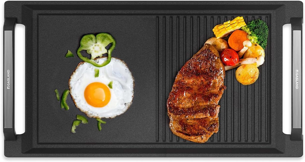 GASLAND Rectangular 2-in-1 Cast Iron Grill/Griddle Pan with Handles, Non-Stick & Non-Rust Coating for Induction Cooktop