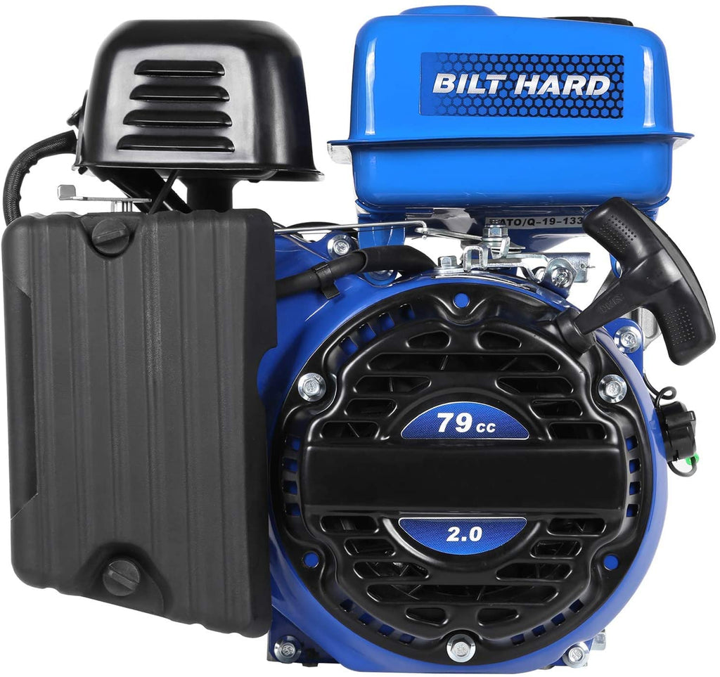 BILT HARD Gas Engine 79cc 2 HP, Gas Motor for Log Splitter, Pressure Washer and Water Pump, EPA & CARB Certified, 4 Stroke OHV Horizontal Shaft with Recoil Start