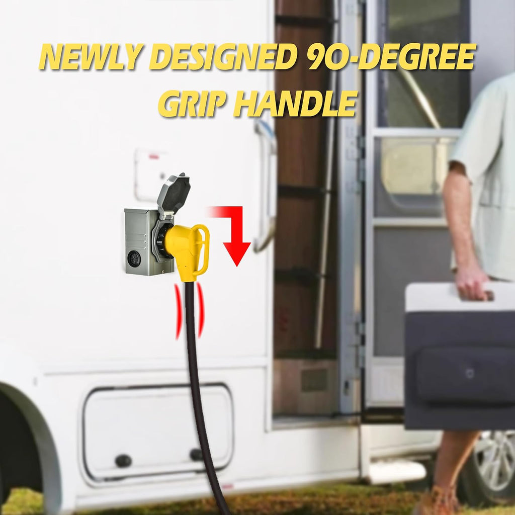 50 Amp 40FT 6/3+8/1 Gauge Generator Cord and Power Inlet Box Combo Kit NEMA 14-50P Male to SS2-50R Twist Locking with Inlet Box for Generator and RV Camper to House ETL Listed