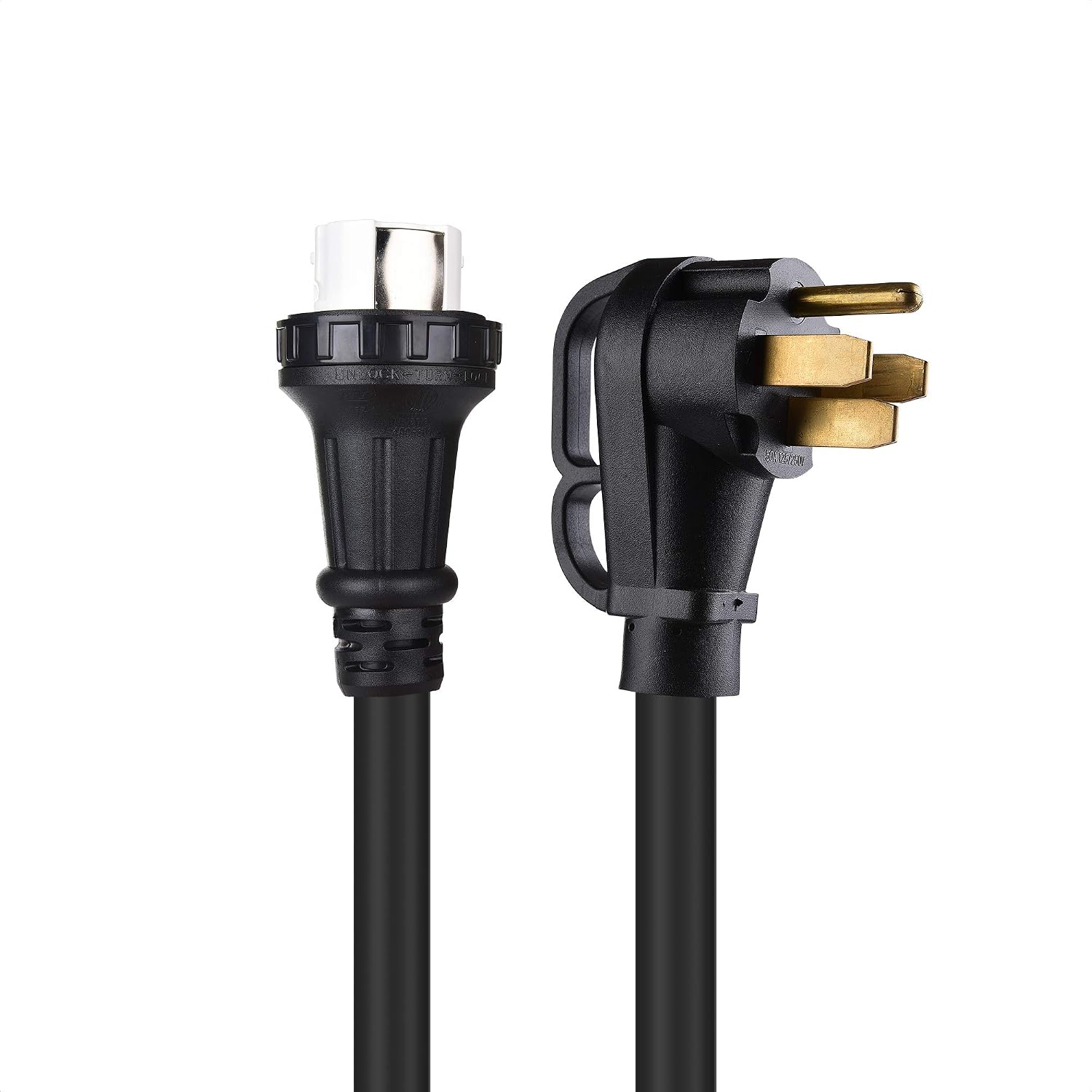 Cable Matters 4 Prong 50 AMP RV Adapter Cord - 25ft, 50A/250V/12500W, NEMA 14-50P to NEMA SS2-50R with Twist Lock, Generator Power Cord, Generator Extension Cable