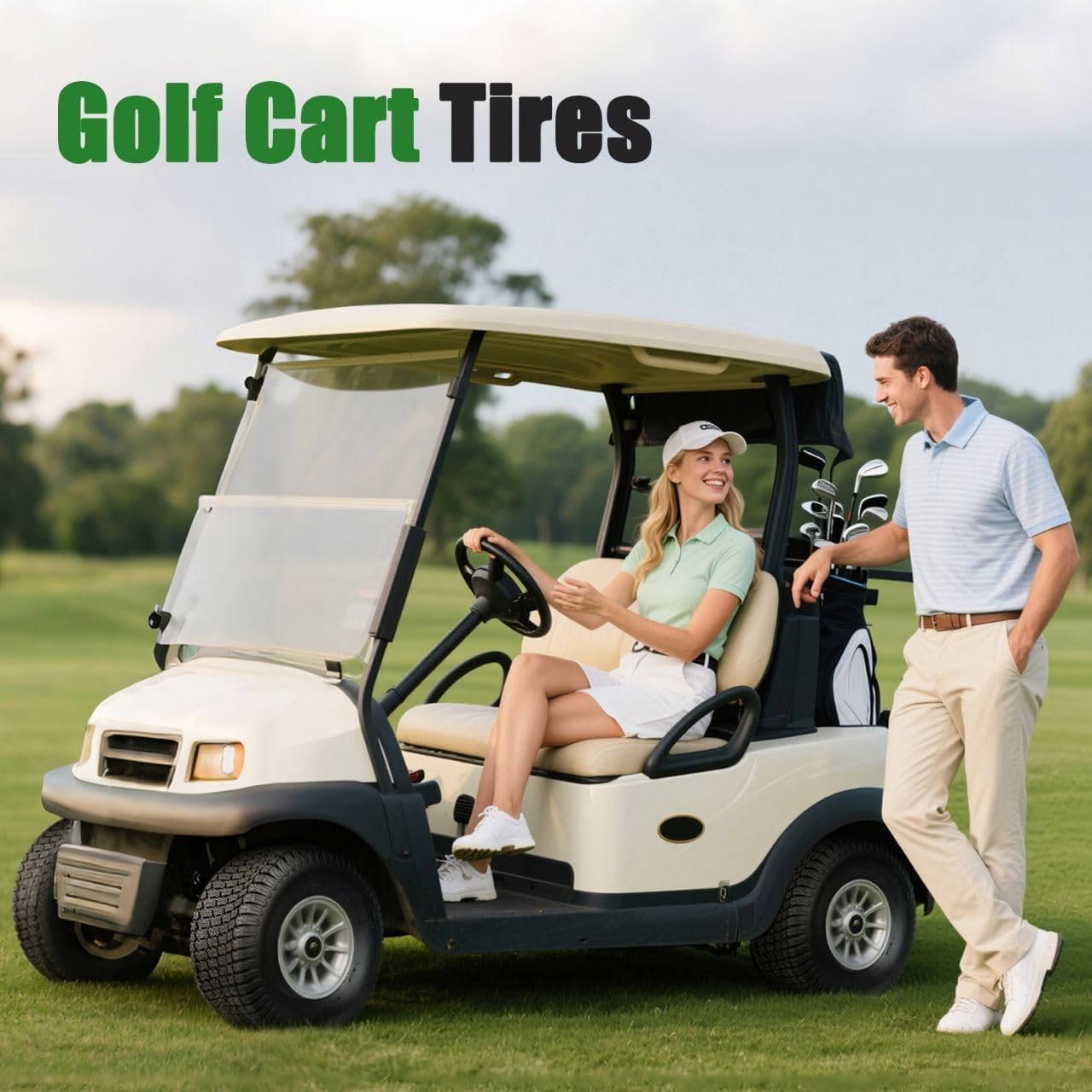 TRIPOWER 22x9.50-10 Lawn Mower Tires - 22x9.5x10 Turf Tire for Zero Turn Riding Lawnmower Golf Cart and Lawn Garden Tractor, Durable, 4PR Tubeless, 1680lbs Capacity, Set of 2