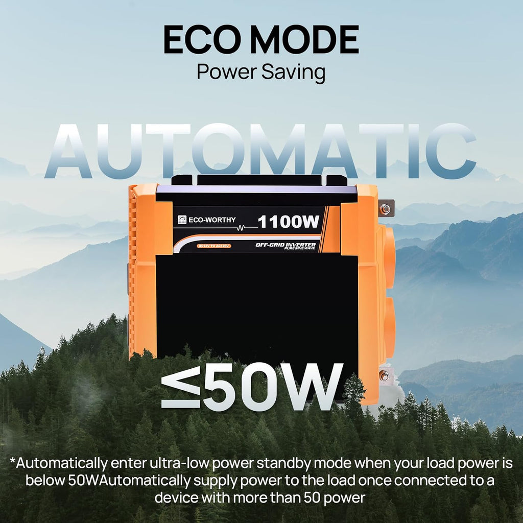ECO-WORTHY 200 Watt 12V Complete Solar Panel Starter Kit for RV Off Grid with Battery and Inverter: 2pcs 100W Solar Panel + 30A Charge Controller + 100Ah Lithium Battery + 1100W Premium Solar Inverter