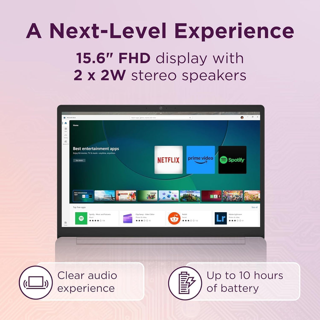 Lenovo Chromebook 15 IdeaPad 3i (15.6' FHD, 4GB RAM, 192GB Storage (64GB eMMC + 128GB SD Card), 2TB Cloud Storage, Intel Celeron) Home & Student, Webcam, 10-Hour Long Battery Life, Wi-Fi 6, Chrome OS