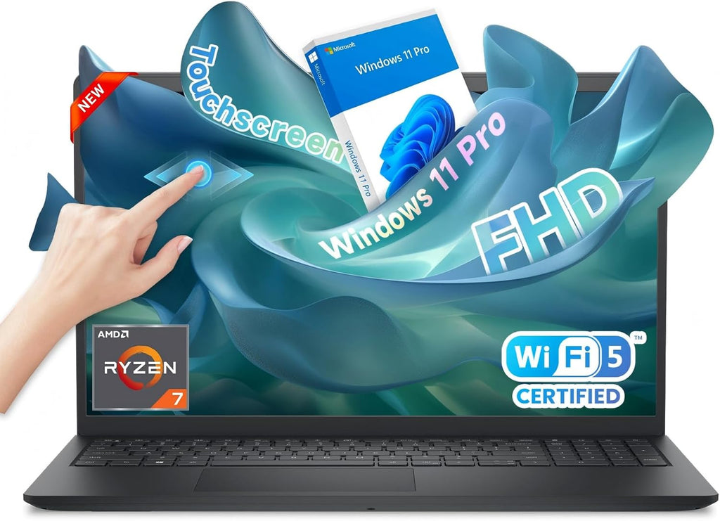 Dell Inspiron 15 Touchscreen Laptop, 15.6' FHD IPS Display, AMD Ryzen 7 7730U, 20GB RAM 1TB SSD, Wi-Fi 6, AMD Radeon Graphics, Windows 11 Pro, Copilot AI, Numeric Keypad, Business & Student Laptop