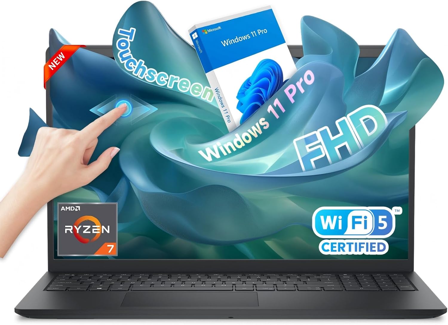 Dell Inspiron 15 Touchscreen Laptop, 15.6' FHD IPS Display, AMD Ryzen 7 7730U, 20GB RAM 1TB SSD, Wi-Fi 6, AMD Radeon Graphics, Windows 11 Pro, Copilot AI, Numeric Keypad, Business & Student Laptop