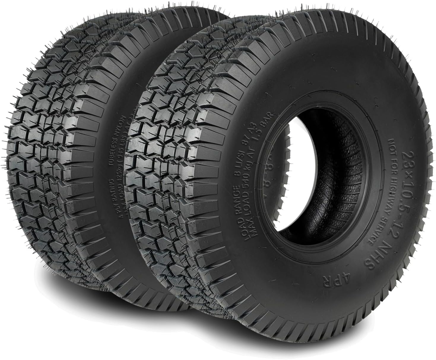 TRIPOWER 23x10.50-12 Lawn Mower Tires - 23x10.5x12 Tire for Riding Mower and Lawn Garden Tractor, Durable, 4PR Tubeless, 1200lbs Capacity, Set of 2
