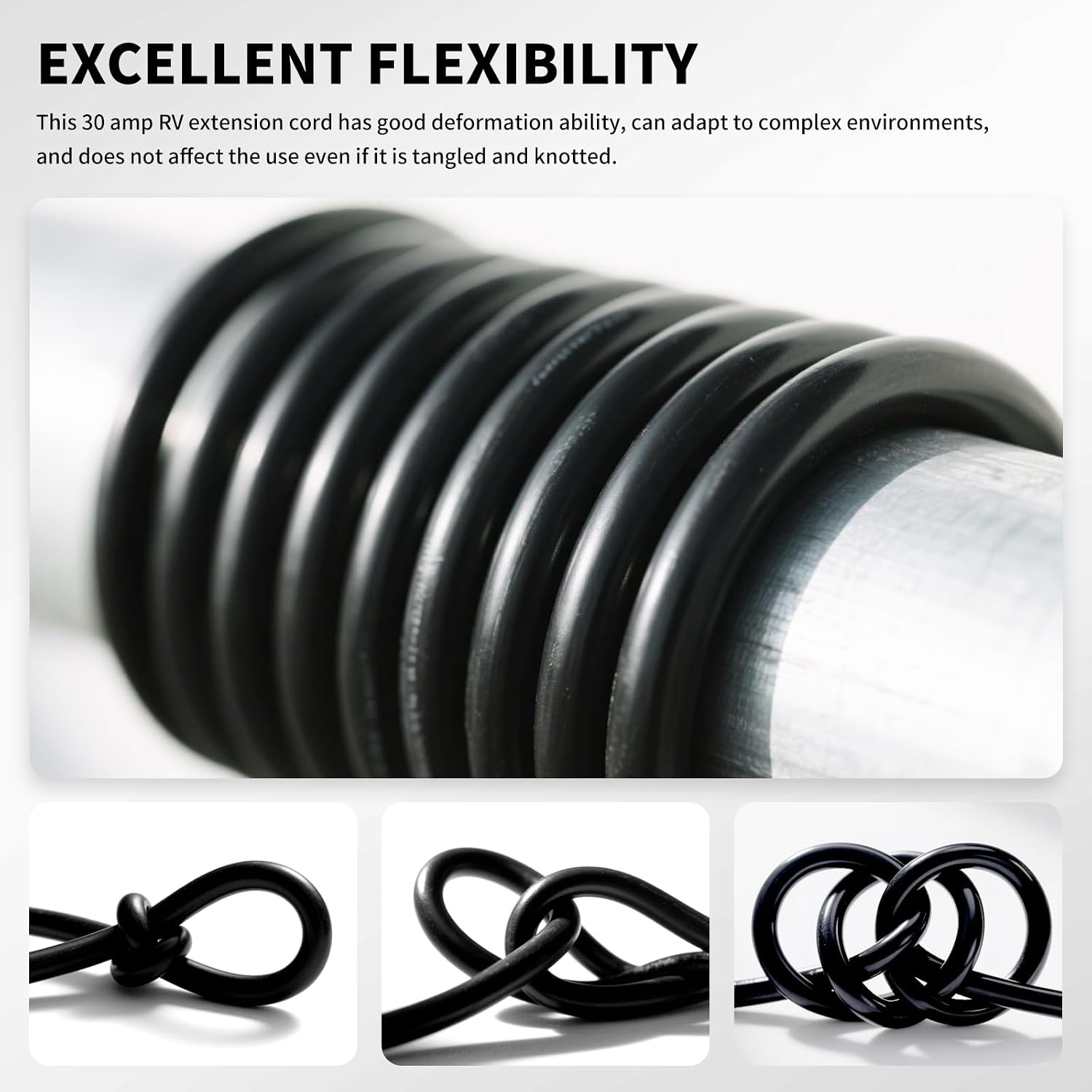75FT 30 Amp Generator Extension Cord, NEMA L14-30P/L14-30R 10 Gauge Twist Lock Cord 4 Prong, STW Heavy-Duty Waterproof Generator Cord Black