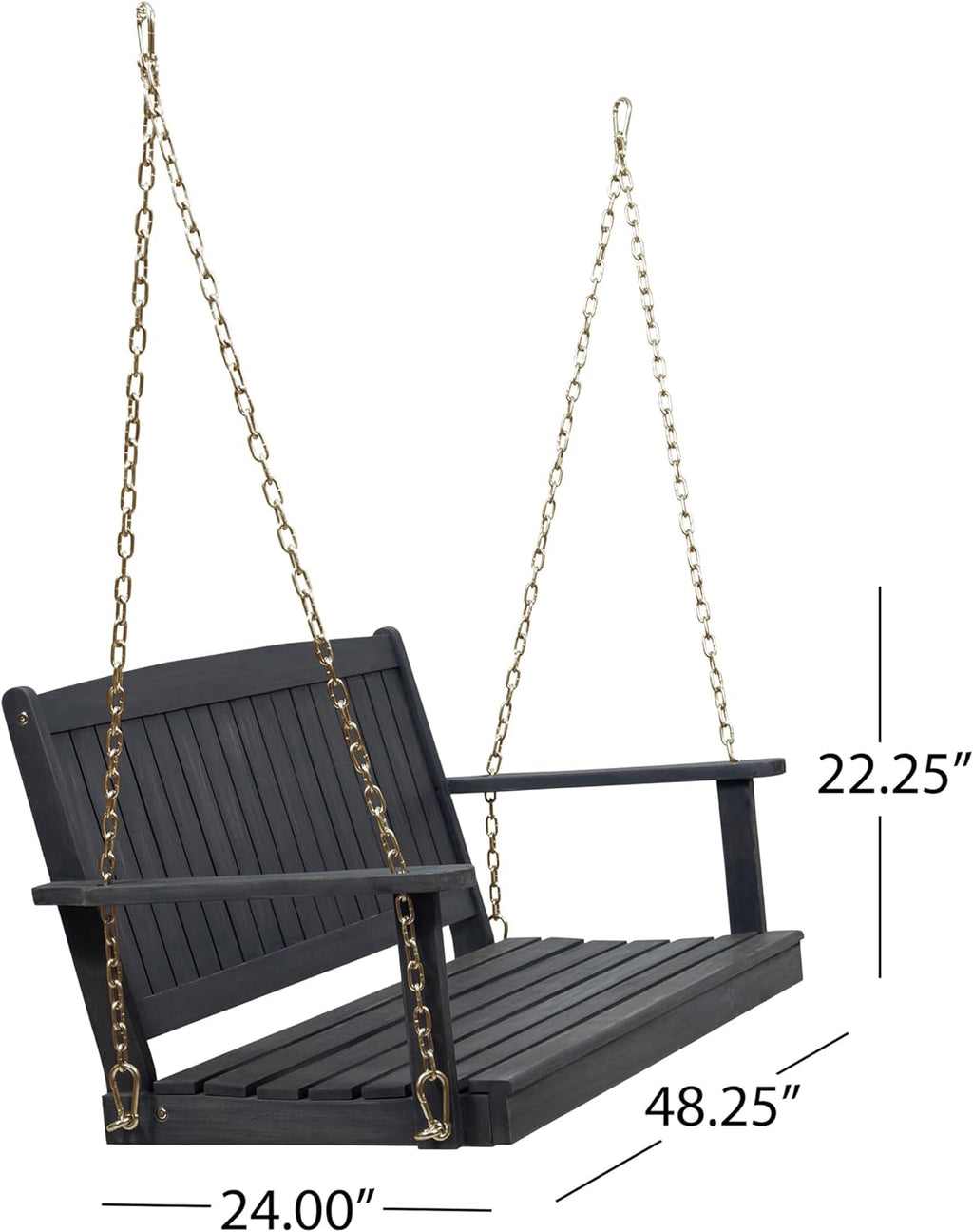 Villa Garden Hanging Solid Wood Leisure Rocking Chair Thickened with Galvanized Reinforcement Chain Suitable for Indoor and Outdoor Use