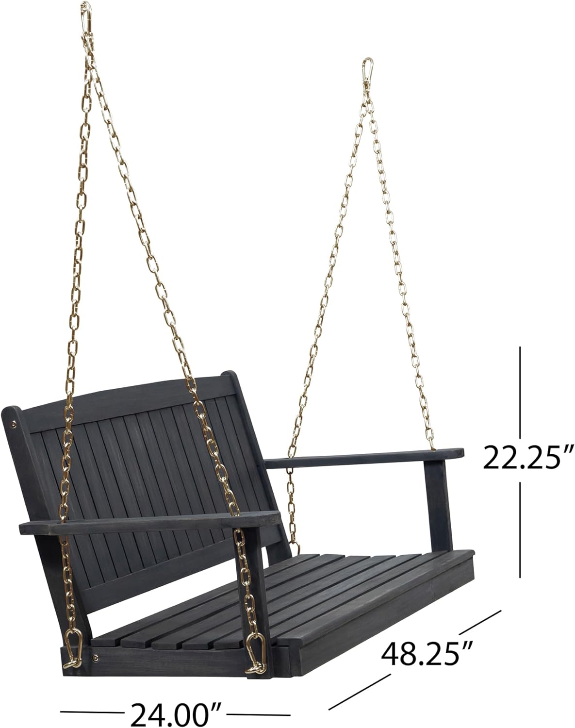 Villa Garden Hanging Solid Wood Leisure Rocking Chair Thickened with Galvanized Reinforcement Chain Suitable for Indoor and Outdoor Use