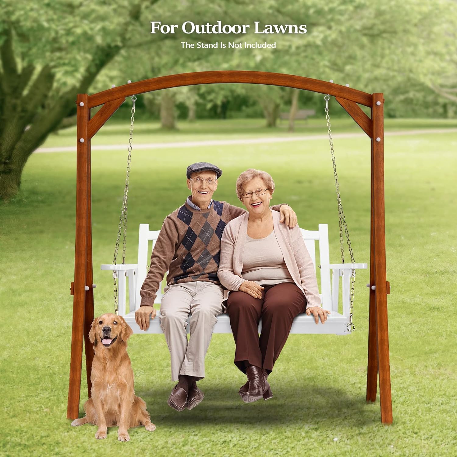 VINGLI Heavy Duty 880 LBS 4 FT Outdoor Porch Swing, Patio Hanging Swing Bench for Yard, White