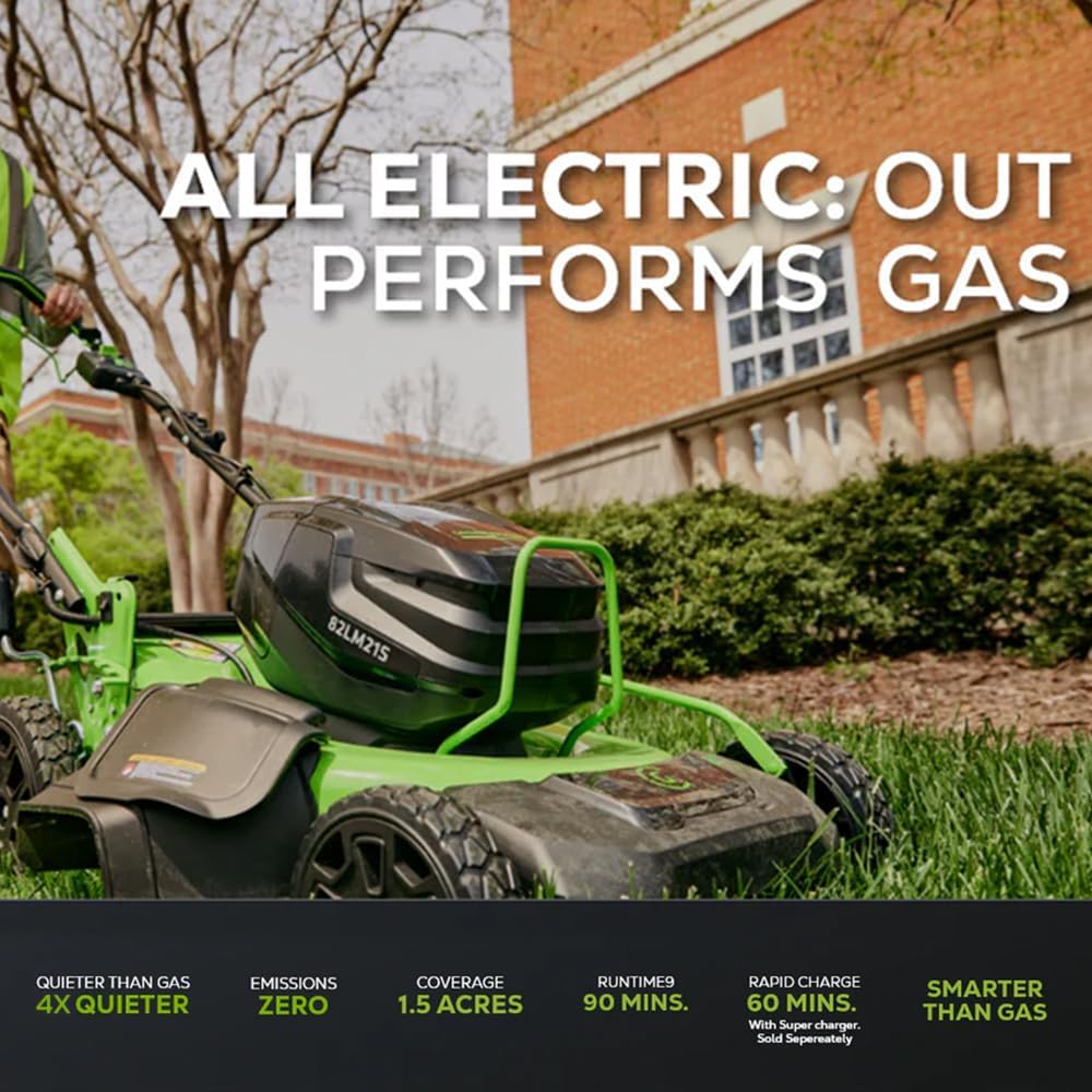 Greenworks 82V 21' Self-Propelled Lawn Mower, 8.0Ah Battery + Dual Port Charger