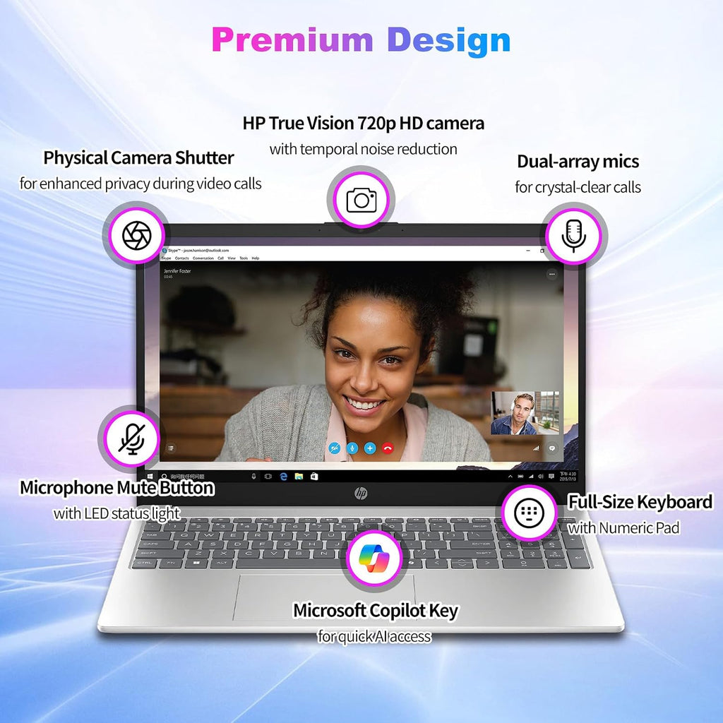 HP 15.6' FHD Touchscreen Business Laptop, Intel 10-Core i7-1355U(up to 5 GHz), 64 GB RAM, 2 TB SSD, Intel Iris Xe GPU, Wi-Fi 6, Camera, HDMI, Copilot, Long Battery Life, Windows 11 Pro, w/Accessories