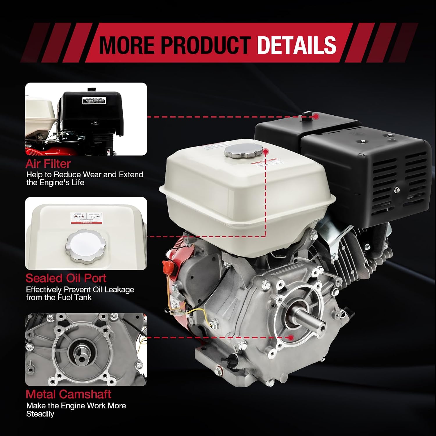 15HP Gas Engine Motor, 420CC 4 Stroke OHV Pull Start 3600RPM Industrial Grade Gasoline Powered Multi-Use Engine Air Cooled for Water Pump Go-Karts Lawnmowers