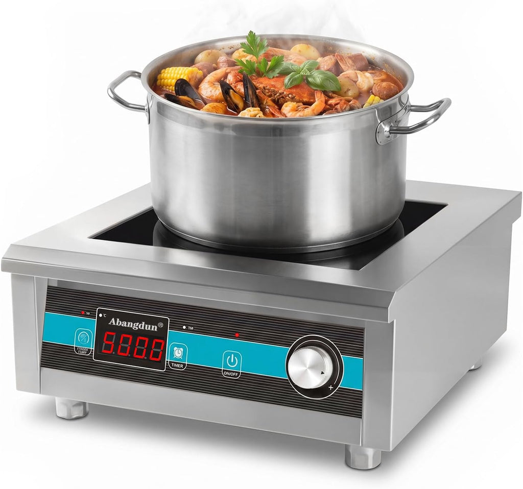Commercial Induction Cooktop 5000W 190V~275V Electric Stove Commercial Range Countertop Burner with 18 Hour Timer Non Circulating Heating Portable Hot Plate for Restaurant&Hotel&Kitchen Use