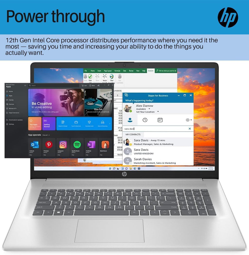 HP 2024 17 Business Laptop with Microsoft Office Lifetime License, 17.3' FHD IPS Screen, Intel 6-Core i3-1215U, 16GB RAM, 512GB SSD, Intel UHD Graphics, Anti-Glare, HD Camera, Win 11 Home
